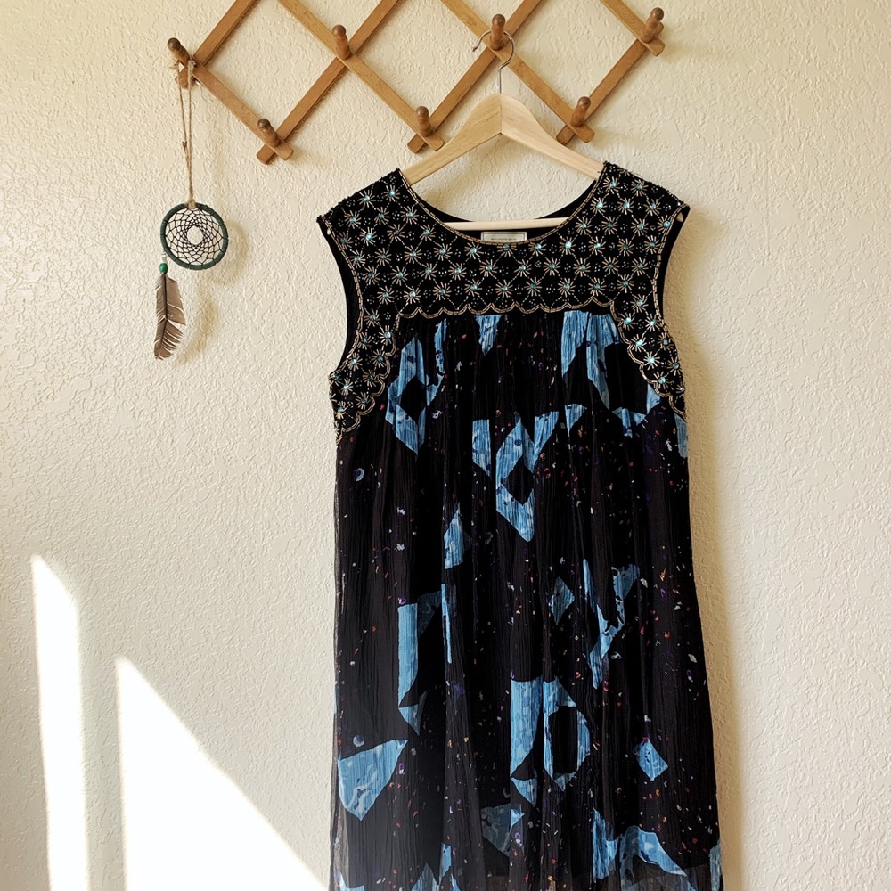 Anthropologie Beaded Pattern Dress